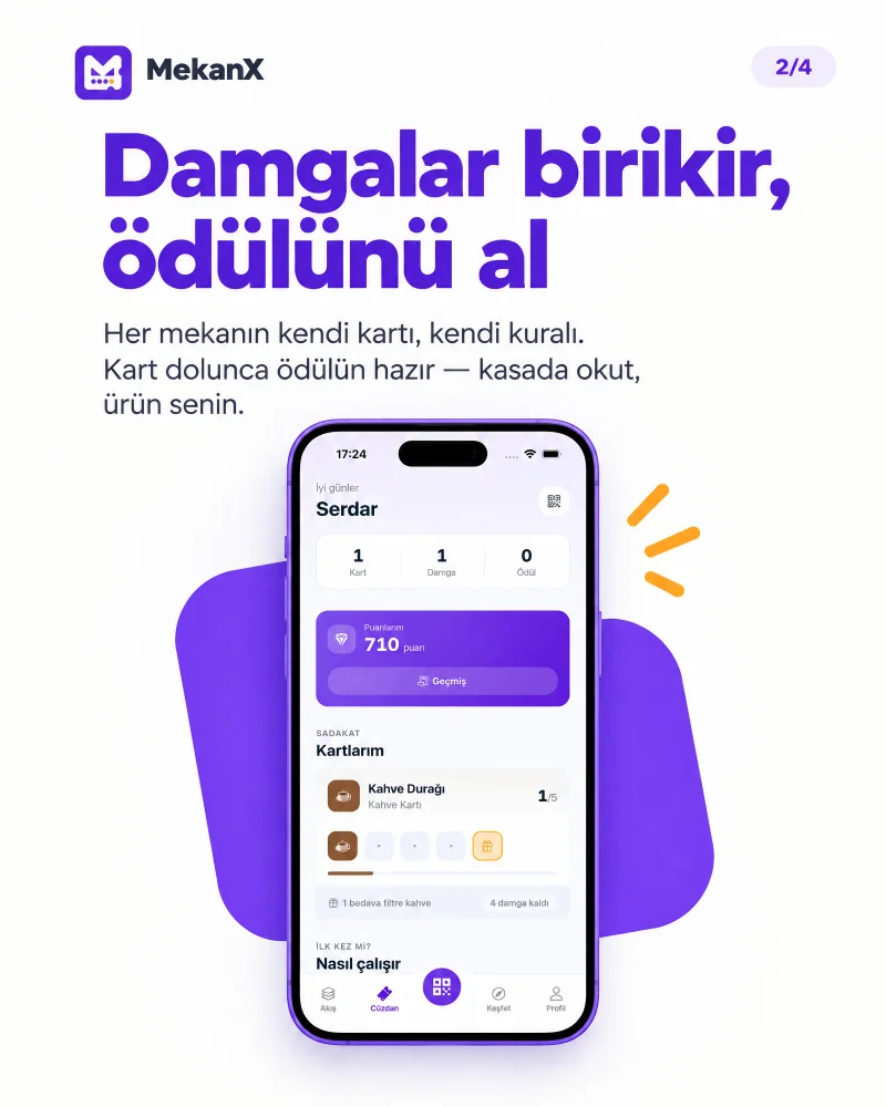 Damga biriktirme ve ödül alma adımı