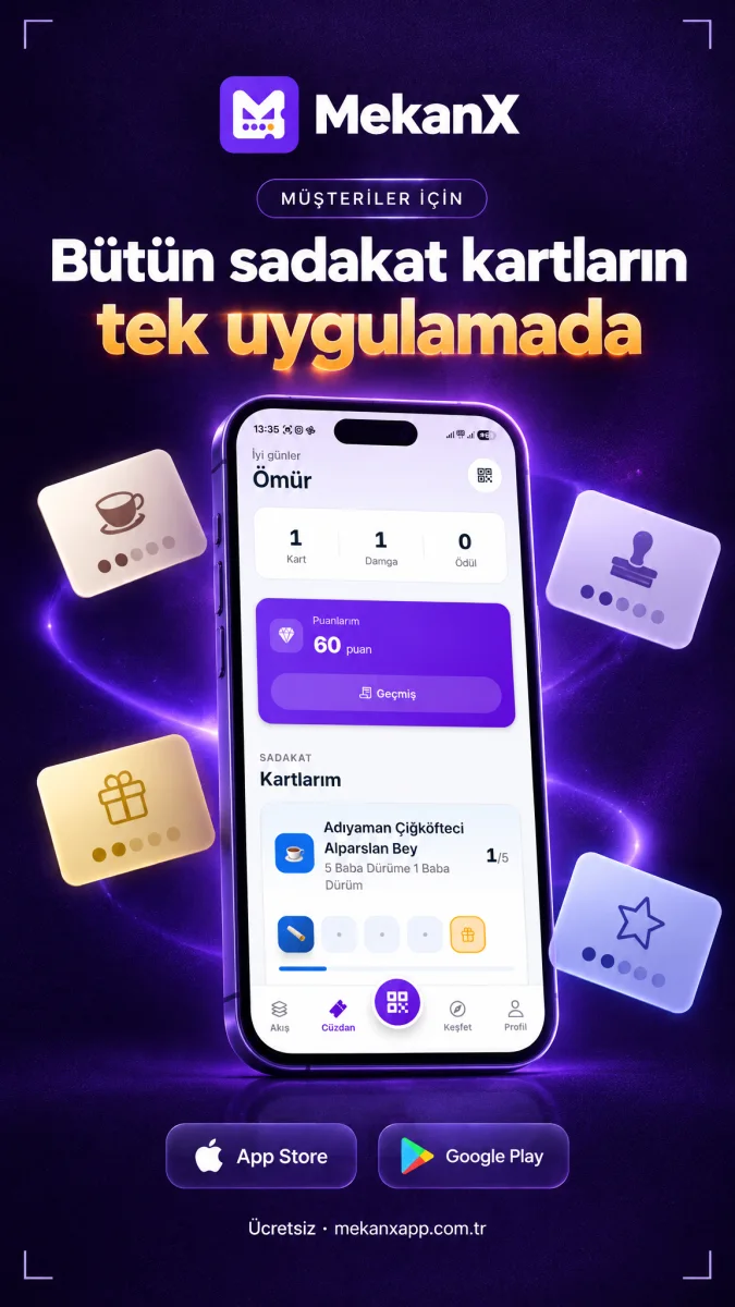 MekanX müşteriler için ücretsiz sadakat uygulaması